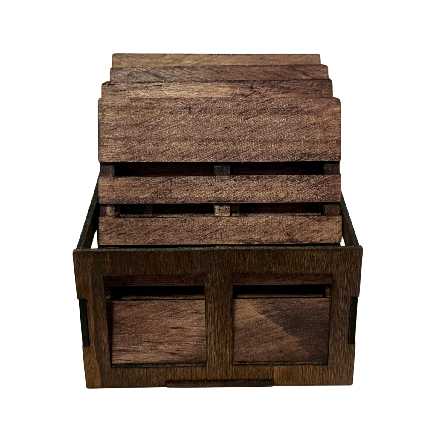 Mini Pallet Coasters with Crate Holder (Set of 4)
