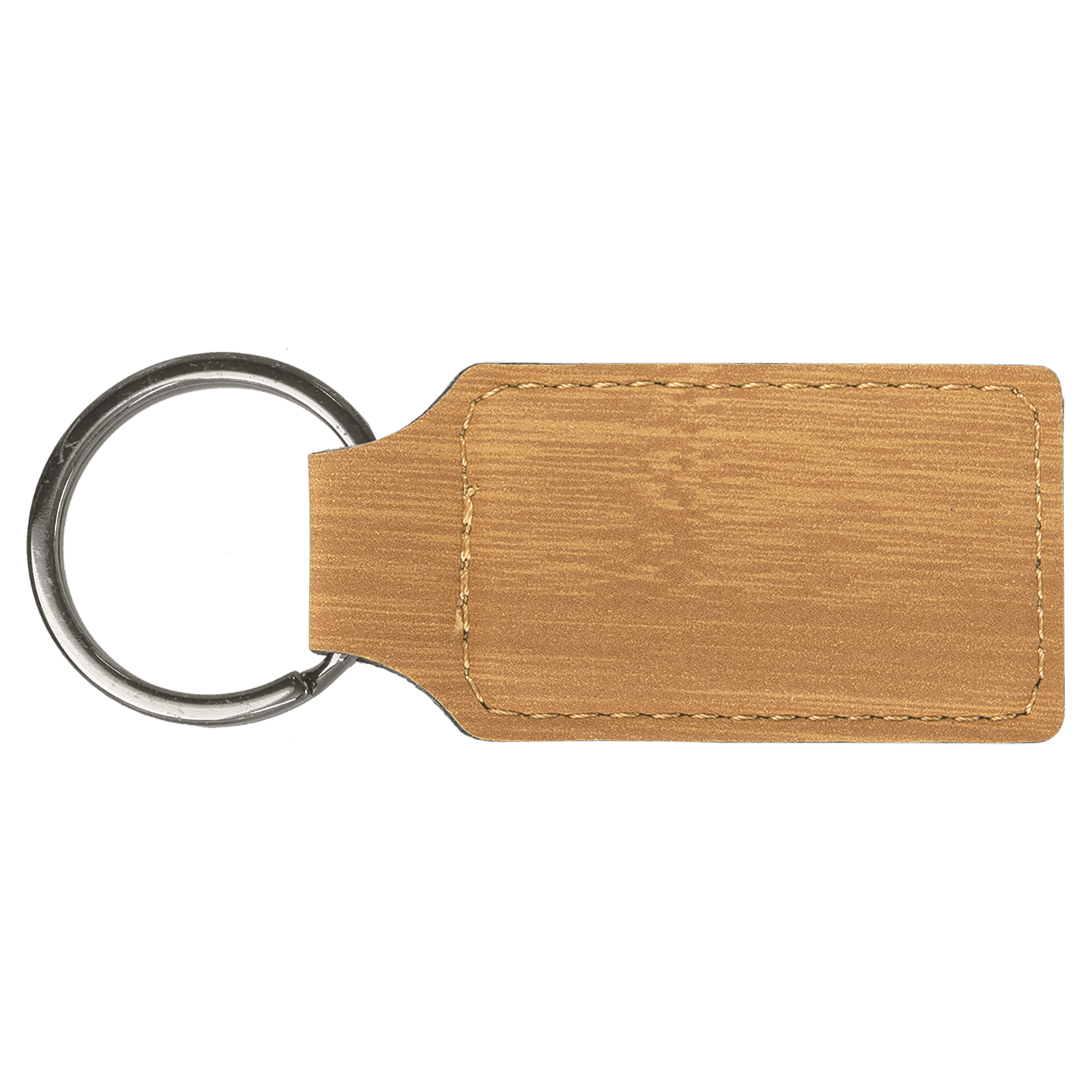 Bamboo Leatherette Rectangle Keychain