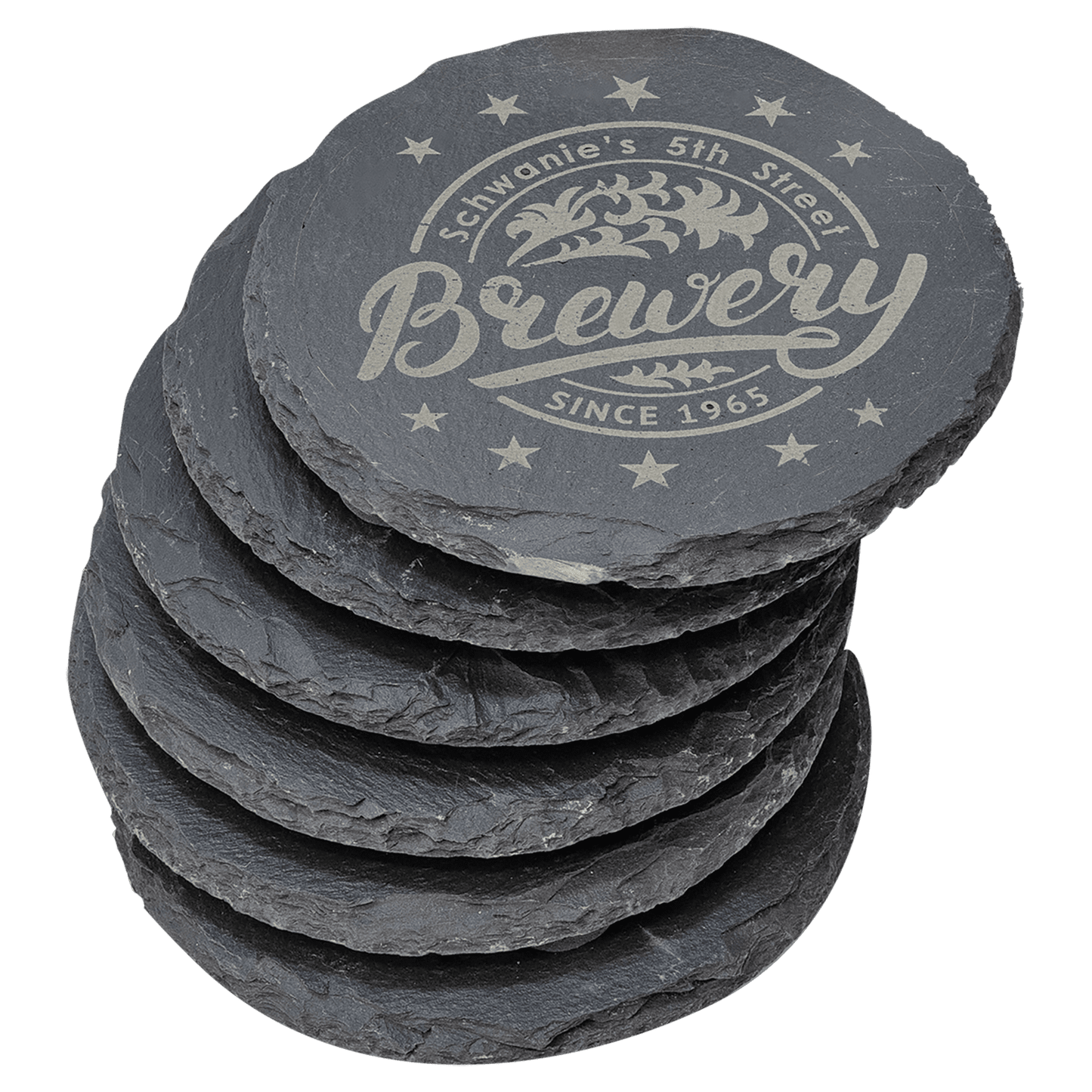 Hand-Chiseled Slate Coaster Set of 6
