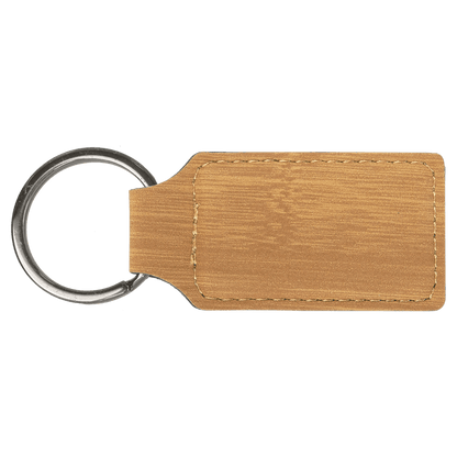 Bamboo Leatherette Rectangle Keychain