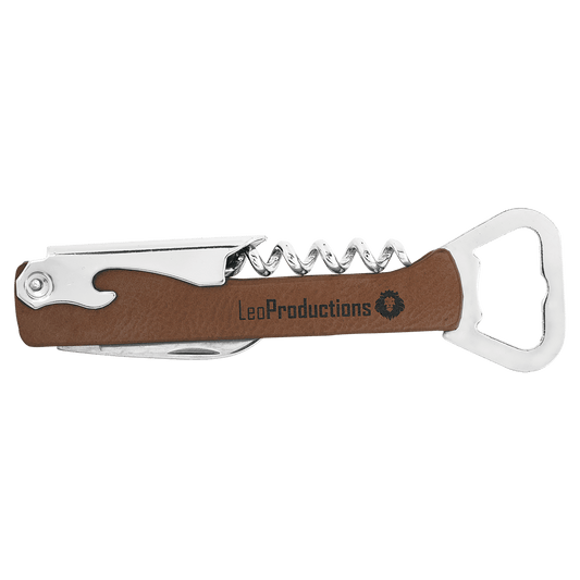 Dark Brown Leatherette Bottle Opener