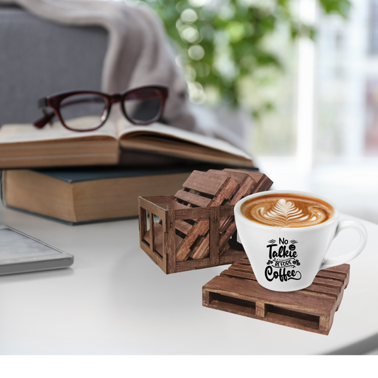 Mini Pallet Coasters with Crate Holder (Set of 4)