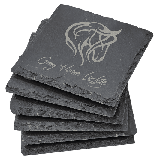 Hand-Chiseled Slate Coaster Set of 6